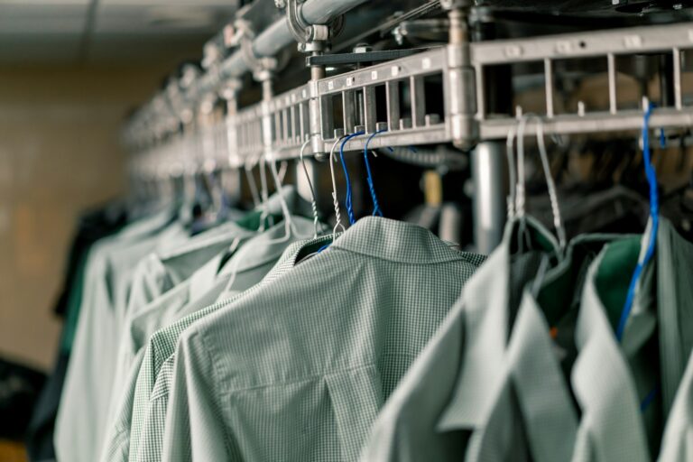 industrial laundry in the hotel clean shirts of employees and guests sorted after washing